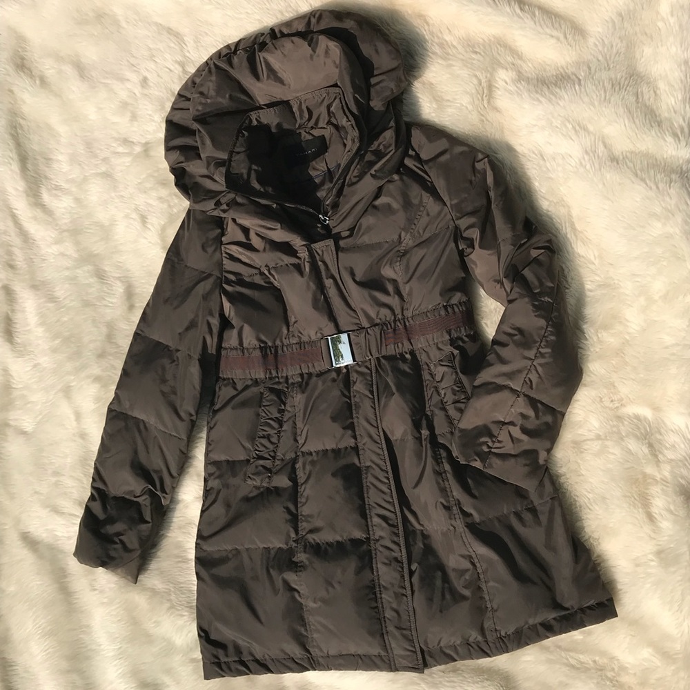 Tahari Brown Down Long Puffer Jacket Size Medium